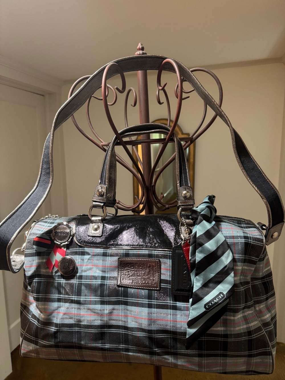 Coach Poppy Limited Addition Tartan Glam Travel Duffle with Shoulder Strap - Picture 5 of 9